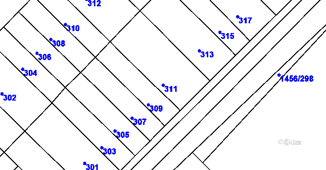 Parcela st. 311 v KÚ Troubsko, Katastrální mapa