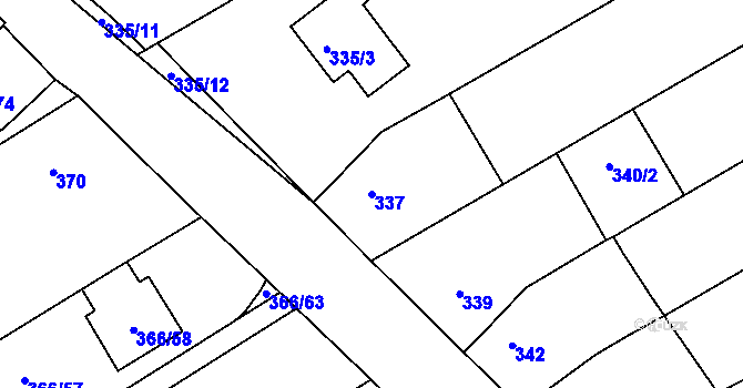 Parcela st. 337 v KÚ Troubsko, Katastrální mapa