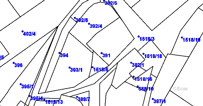 Parcela st. 391 v KÚ Troubsko, Katastrální mapa