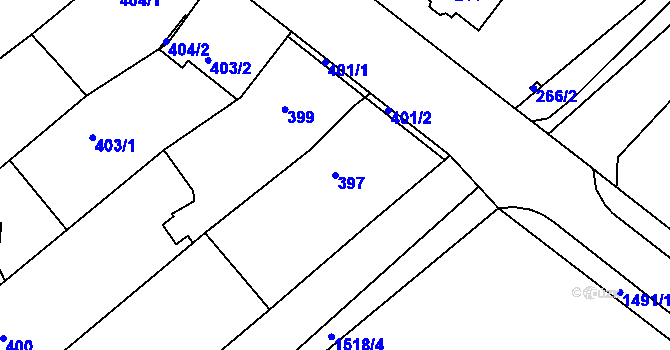 Parcela st. 397 v KÚ Troubsko, Katastrální mapa
