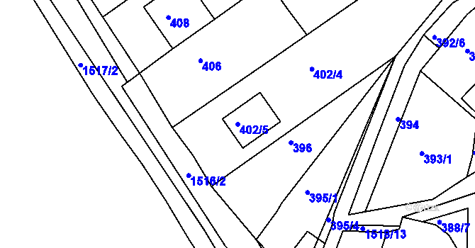 Parcela st. 402/5 v KÚ Troubsko, Katastrální mapa
