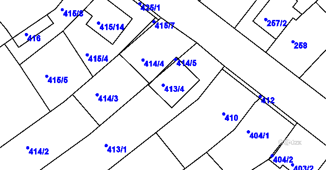 Parcela st. 413/4 v KÚ Troubsko, Katastrální mapa