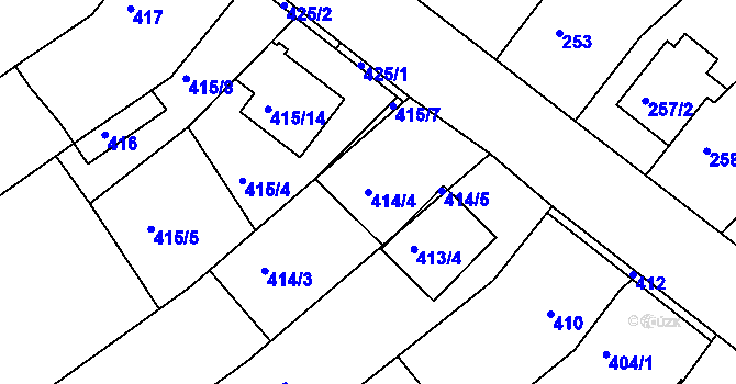 Parcela st. 414/4 v KÚ Troubsko, Katastrální mapa