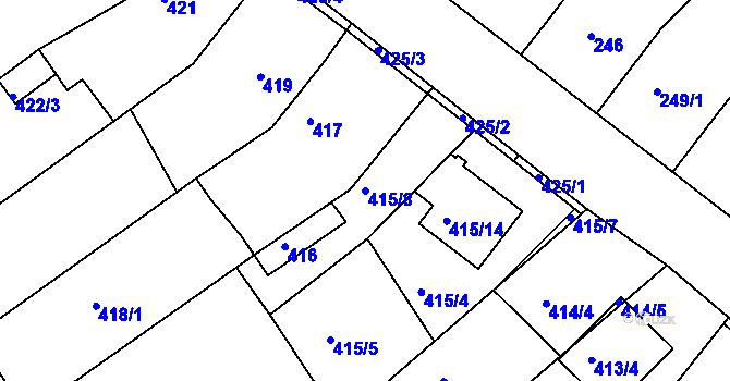 Parcela st. 415/8 v KÚ Troubsko, Katastrální mapa