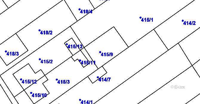 Parcela st. 415/9 v KÚ Troubsko, Katastrální mapa
