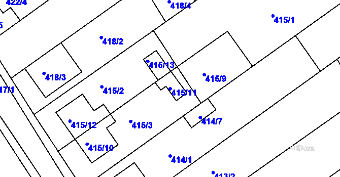 Parcela st. 415/11 v KÚ Troubsko, Katastrální mapa