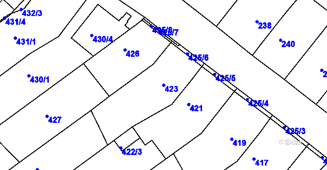 Parcela st. 423 v KÚ Troubsko, Katastrální mapa