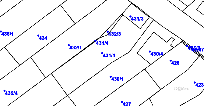 Parcela st. 431/1 v KÚ Troubsko, Katastrální mapa