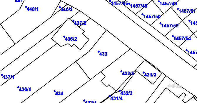 Parcela st. 433 v KÚ Troubsko, Katastrální mapa