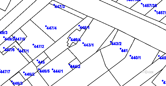 Parcela st. 443/1 v KÚ Troubsko, Katastrální mapa