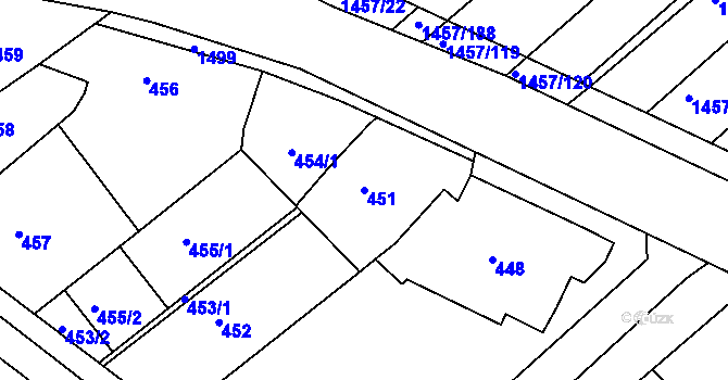 Parcela st. 451 v KÚ Troubsko, Katastrální mapa