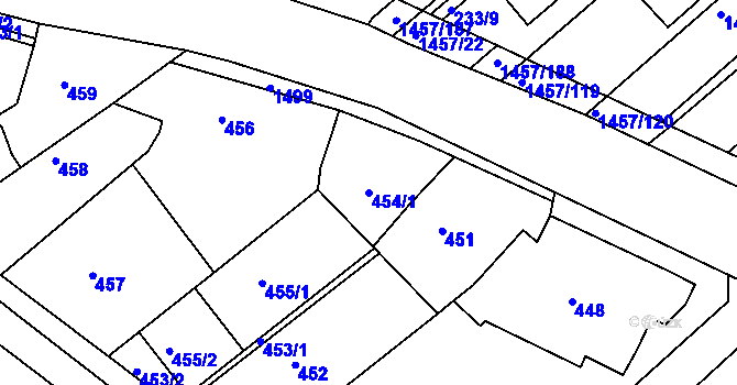 Parcela st. 454/1 v KÚ Troubsko, Katastrální mapa