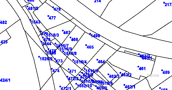 Parcela st. 465 v KÚ Troubsko, Katastrální mapa