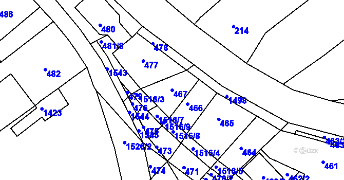 Parcela st. 467 v KÚ Troubsko, Katastrální mapa