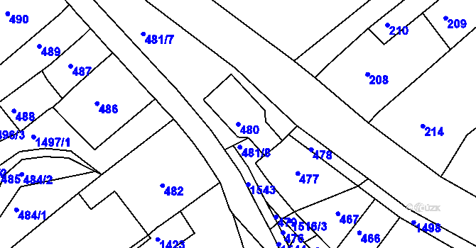 Parcela st. 480 v KÚ Troubsko, Katastrální mapa