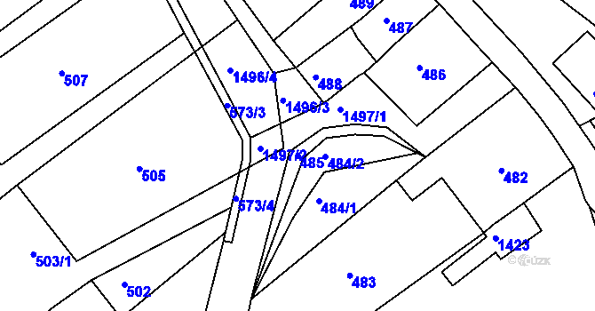 Parcela st. 485 v KÚ Troubsko, Katastrální mapa