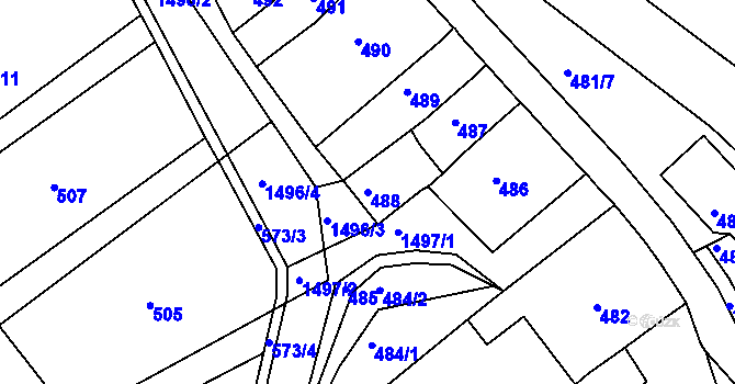 Parcela st. 488 v KÚ Troubsko, Katastrální mapa