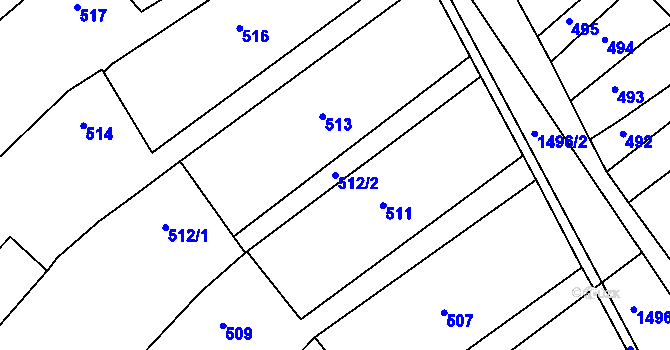 Parcela st. 512/2 v KÚ Troubsko, Katastrální mapa
