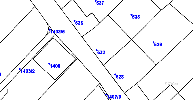 Parcela st. 532 v KÚ Troubsko, Katastrální mapa