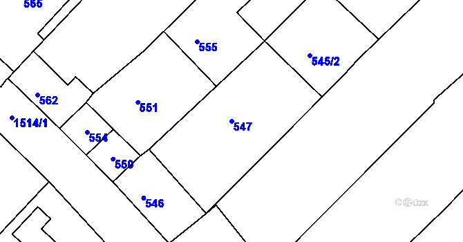 Parcela st. 547 v KÚ Troubsko, Katastrální mapa