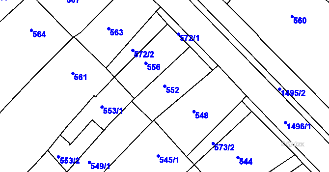 Parcela st. 552 v KÚ Troubsko, Katastrální mapa