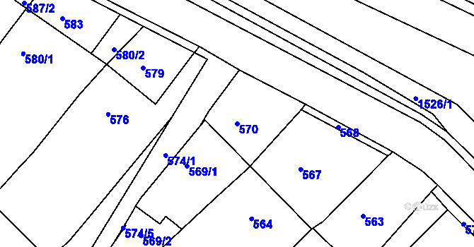 Parcela st. 570 v KÚ Troubsko, Katastrální mapa