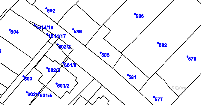 Parcela st. 585 v KÚ Troubsko, Katastrální mapa