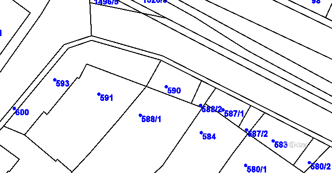 Parcela st. 590 v KÚ Troubsko, Katastrální mapa