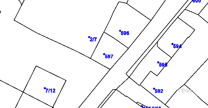 Parcela st. 597 v KÚ Troubsko, Katastrální mapa