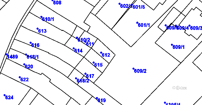 Parcela st. 612 v KÚ Troubsko, Katastrální mapa