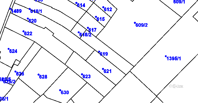 Parcela st. 619 v KÚ Troubsko, Katastrální mapa