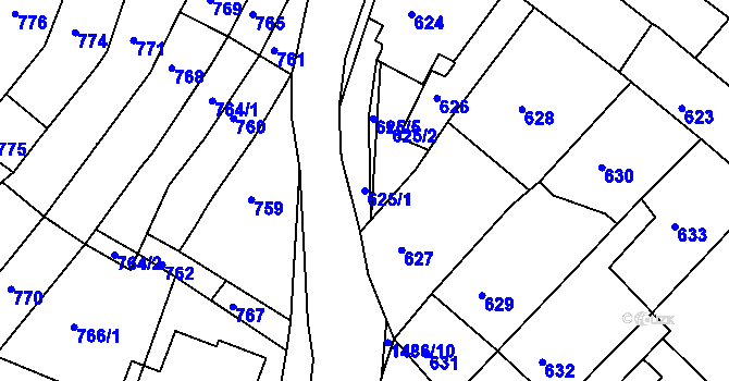 Parcela st. 625/1 v KÚ Troubsko, Katastrální mapa