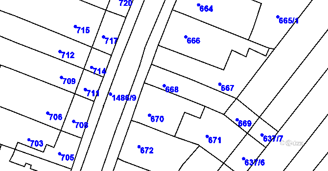 Parcela st. 668 v KÚ Troubsko, Katastrální mapa