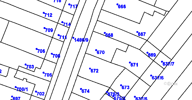 Parcela st. 670 v KÚ Troubsko, Katastrální mapa