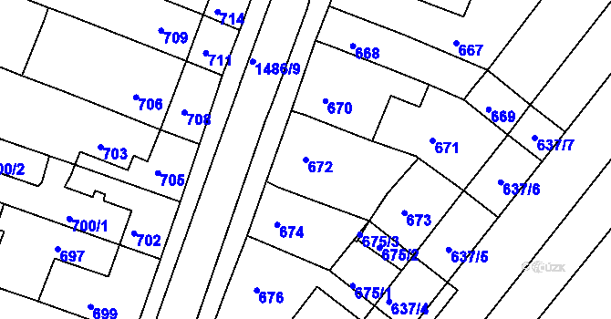 Parcela st. 672 v KÚ Troubsko, Katastrální mapa