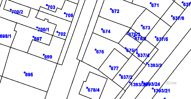 Parcela st. 676 v KÚ Troubsko, Katastrální mapa