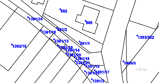 Parcela st. 681/1 v KÚ Troubsko, Katastrální mapa