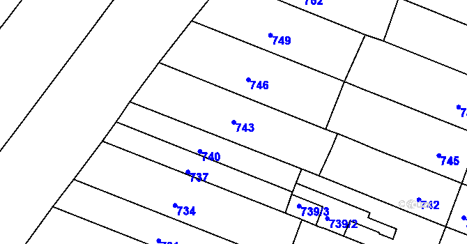 Parcela st. 743 v KÚ Troubsko, Katastrální mapa