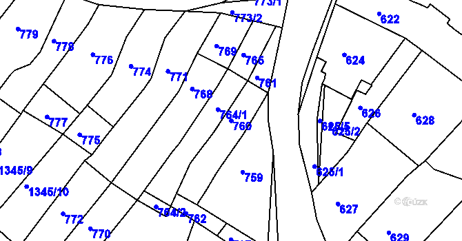 Parcela st. 760 v KÚ Troubsko, Katastrální mapa