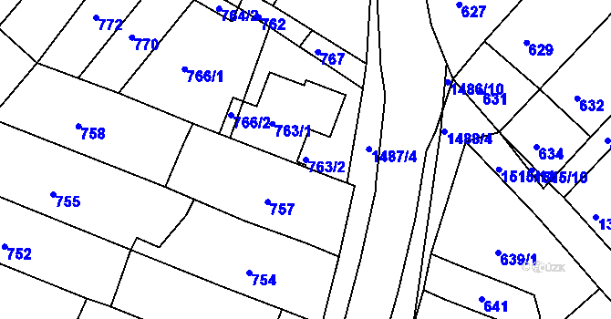 Parcela st. 763/2 v KÚ Troubsko, Katastrální mapa