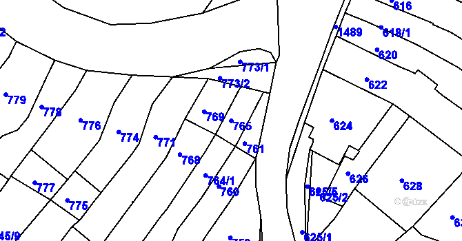 Parcela st. 765 v KÚ Troubsko, Katastrální mapa