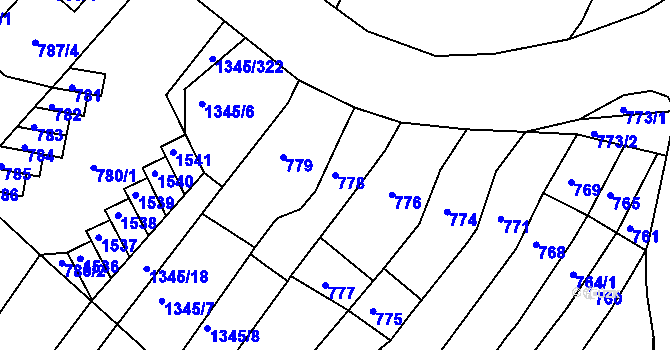 Parcela st. 778 v KÚ Troubsko, Katastrální mapa