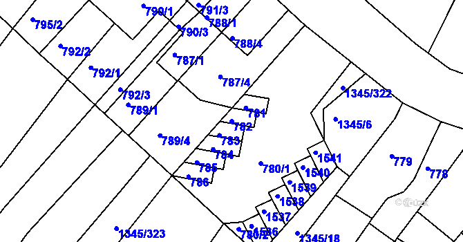 Parcela st. 782 v KÚ Troubsko, Katastrální mapa