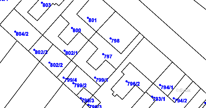Parcela st. 797 v KÚ Troubsko, Katastrální mapa