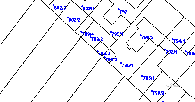 Parcela st. 799/3 v KÚ Troubsko, Katastrální mapa