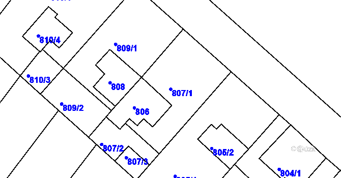 Parcela st. 807/1 v KÚ Troubsko, Katastrální mapa