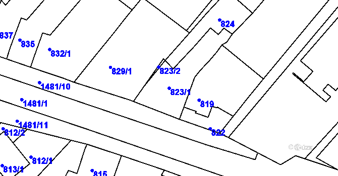 Parcela st. 823/1 v KÚ Troubsko, Katastrální mapa