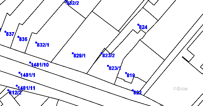 Parcela st. 823/2 v KÚ Troubsko, Katastrální mapa