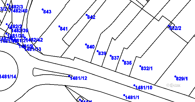 Parcela st. 839 v KÚ Troubsko, Katastrální mapa