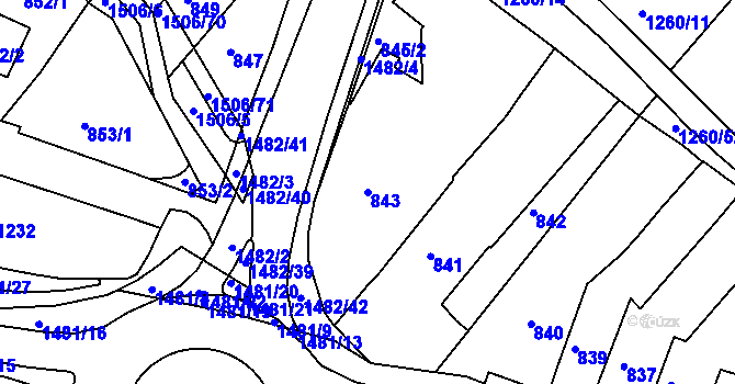 Parcela st. 843 v KÚ Troubsko, Katastrální mapa